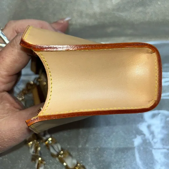 Louis Vuitton Calfskin Leather Pochette Chain Wristlet